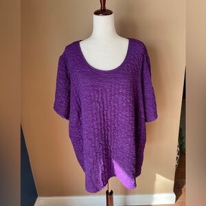 Catherines Textured Glitter Sparkle Blouse Top Size 4X Purple Stretchy NWT